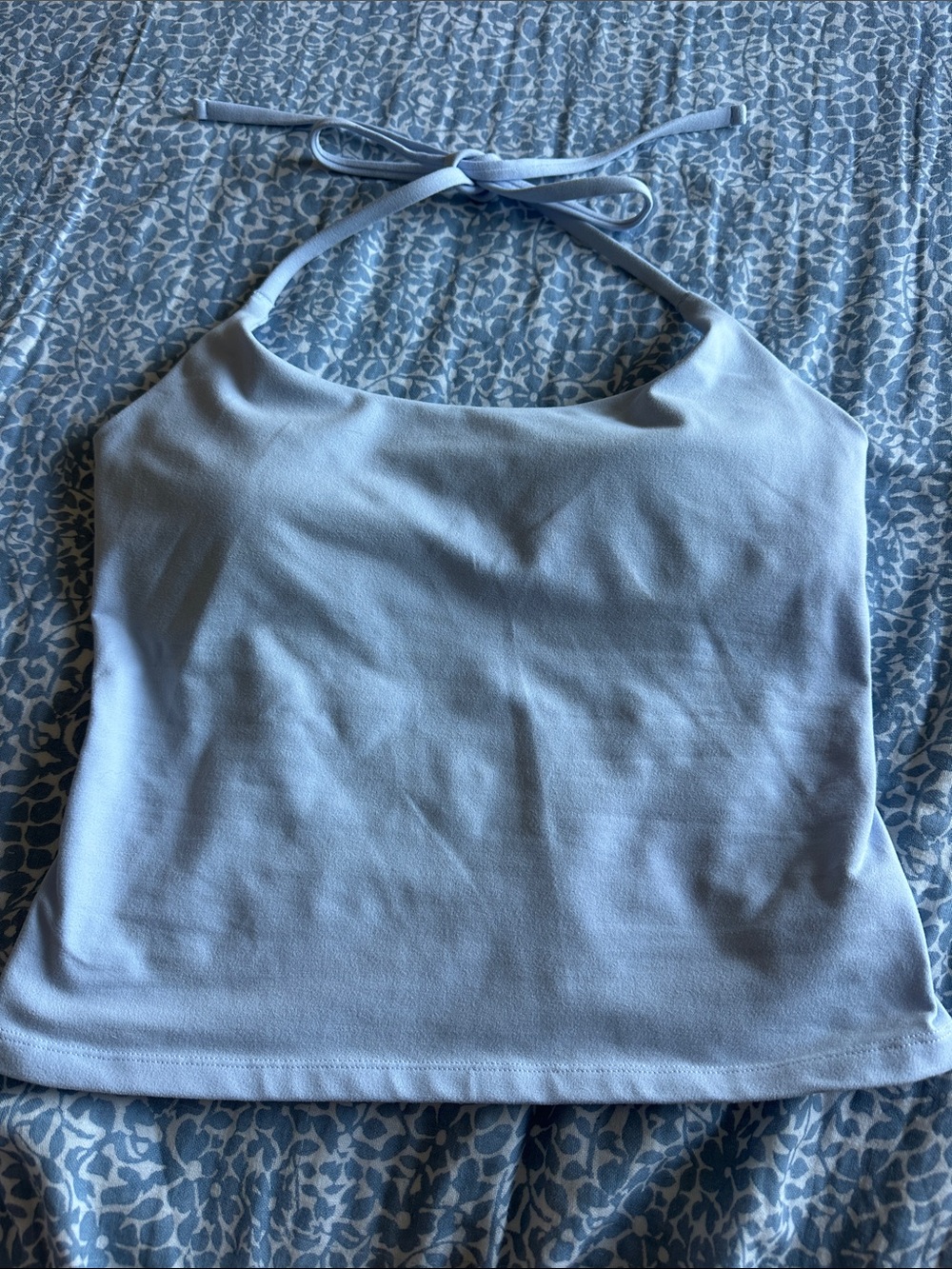 Women's Light Blue Halter Camisole Top - Soft Summer Tank built in bra